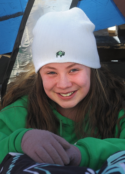 Notre Dame School sixth grader Quinn D'Anthony is all smiles during the City of Buffalo Annual St. Patrick's Day Parade on Delaware Avenue. (Dan Cappellazzo/Staff Photographer)